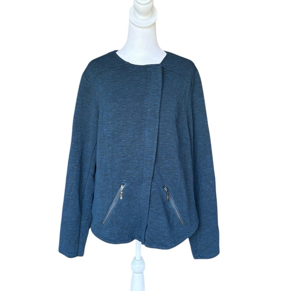 Torrid Moto Jacket Blue Knit Zip Coat Womens Size 3X